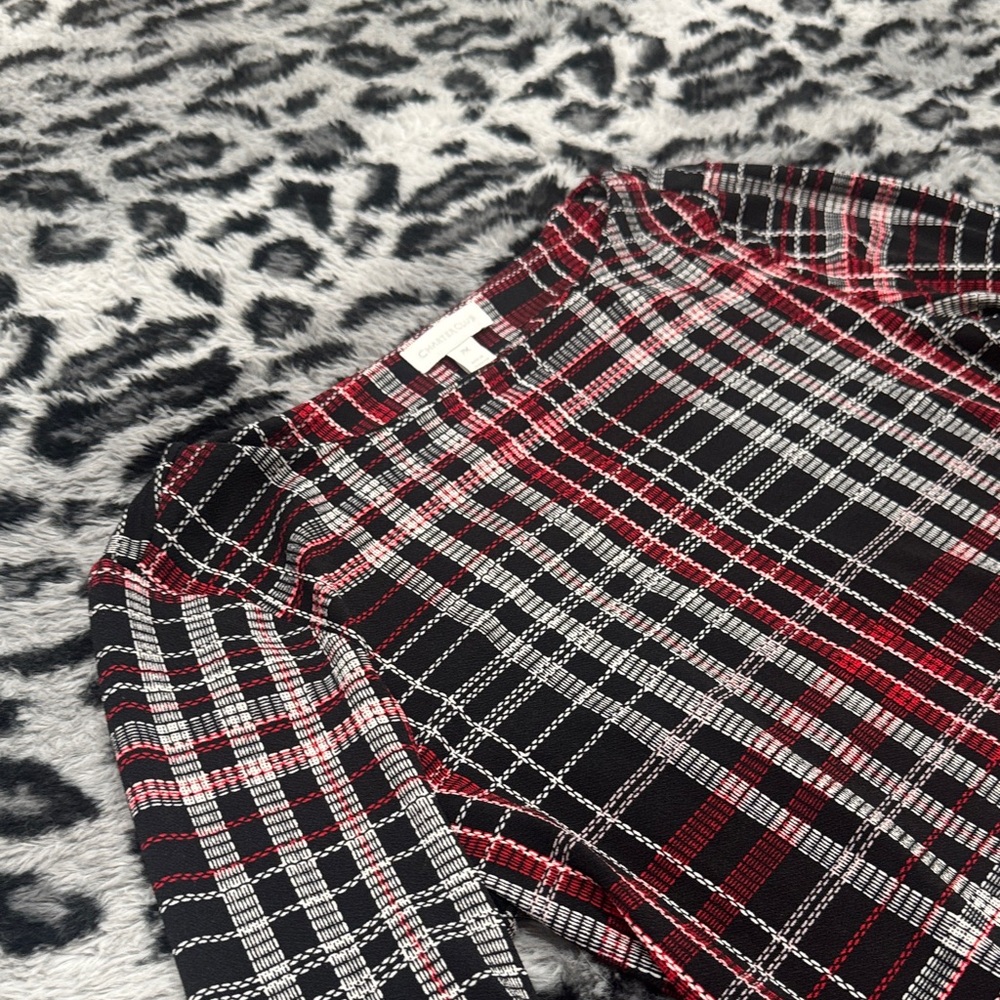 Charter Club Red and Black Plaid Top - Picture 3 of 6